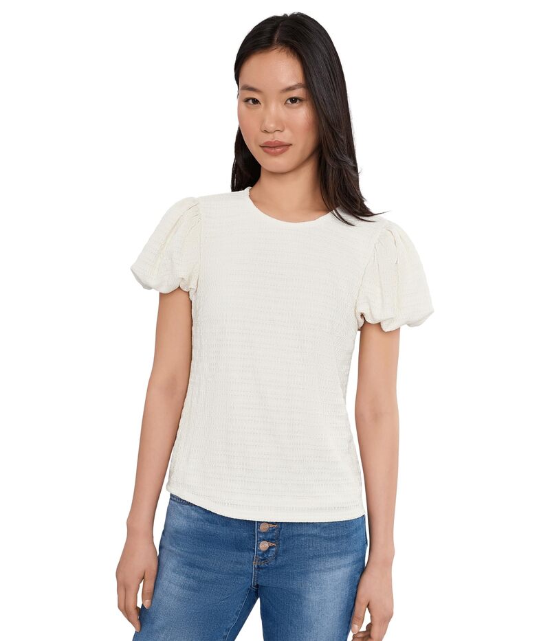 セセ レディース トップス ティーシャツ 編み物 CeCe Textured Knit Bubble Sleeve Top New Ivory 象牙色