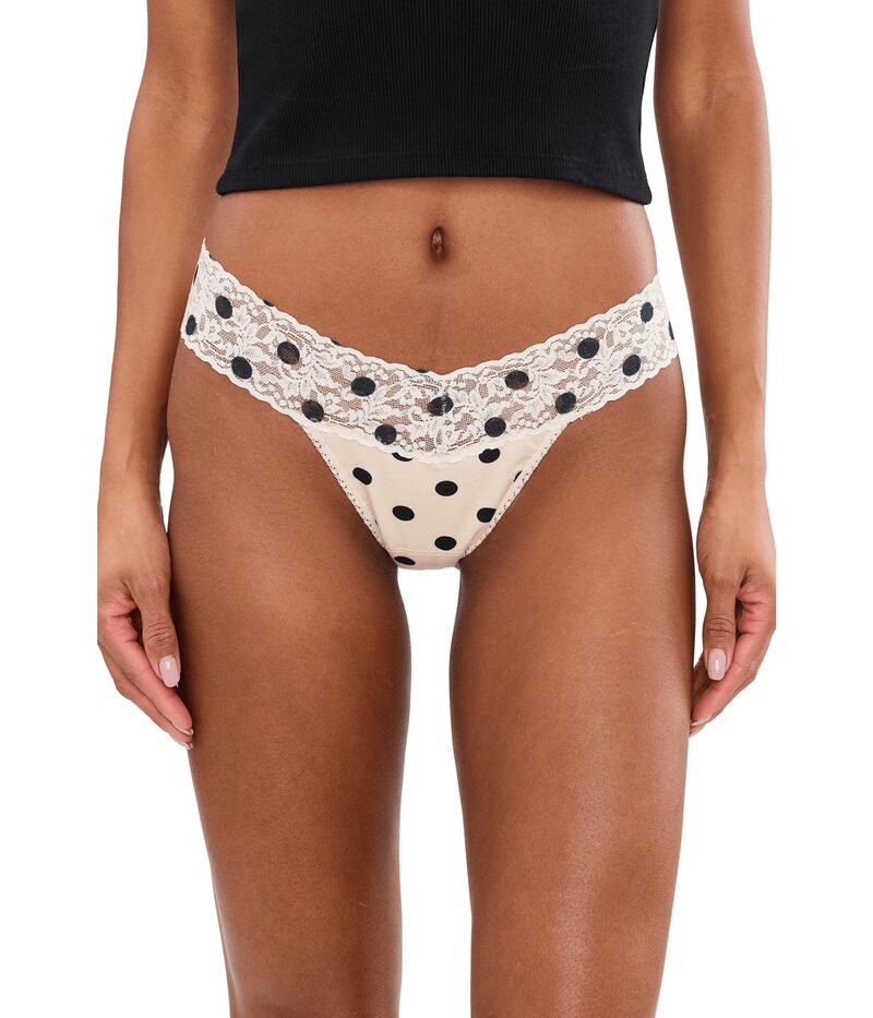 ハンキーパンキー レディース アンダー御召しもの ズボン下 刷り上げる 綿織物 Hanky Panky Printed SupimaR Cotton Original Rise Thongs Poke A Dot