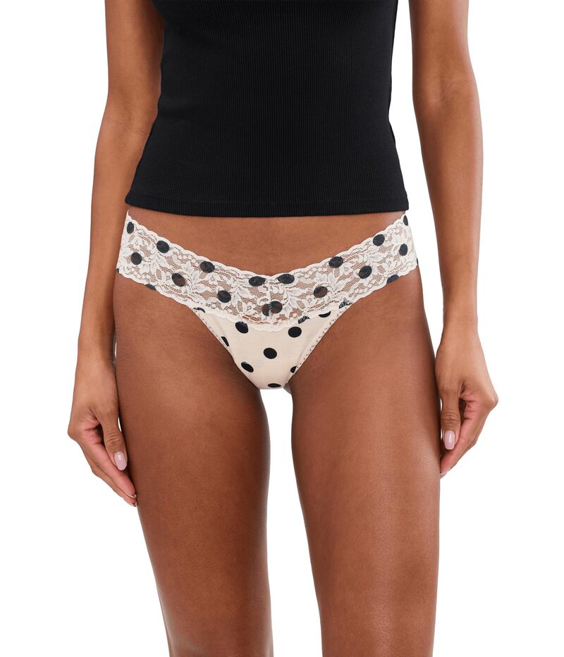 ハンキーパンキー レディース アンダー御召しもの ズボン下 ローライズ 刷り上げる 綿織物 Hanky Panky Printed SupimaR Cotton Low Rise Thongs Poke A Dot