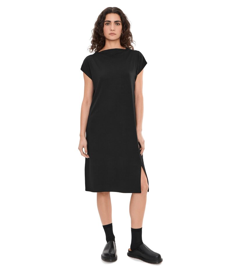 エイリーンフィッシャー レディース トップス ワンピースタンドネック Eileen Fisher Funnel Neck Dress Black 黒いこと