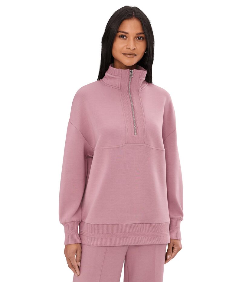 バーレイ レディース アウター パーカー・スウェット ハーフジップ Varley Molly Half Zip Longline Sweat Wistful Mauve