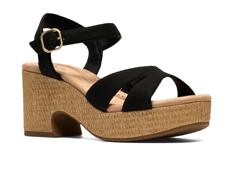 クラークス レディース シューズ ヒール Clarks Nerisa Twist Black Canvas ブラック|ReVida 店
