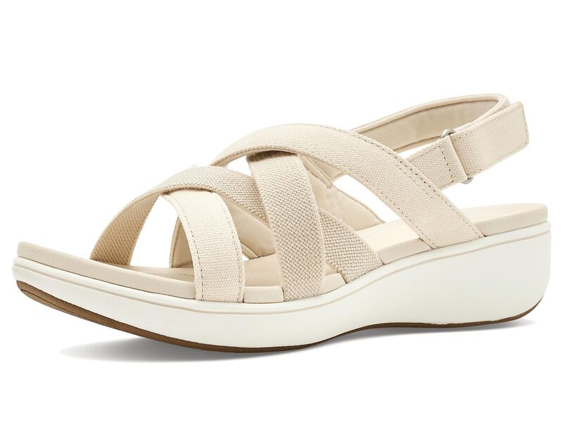 クラークス レディース シューズ サンダル Clarks Breezerae Ana Cream Textile 皮膚軟化剤