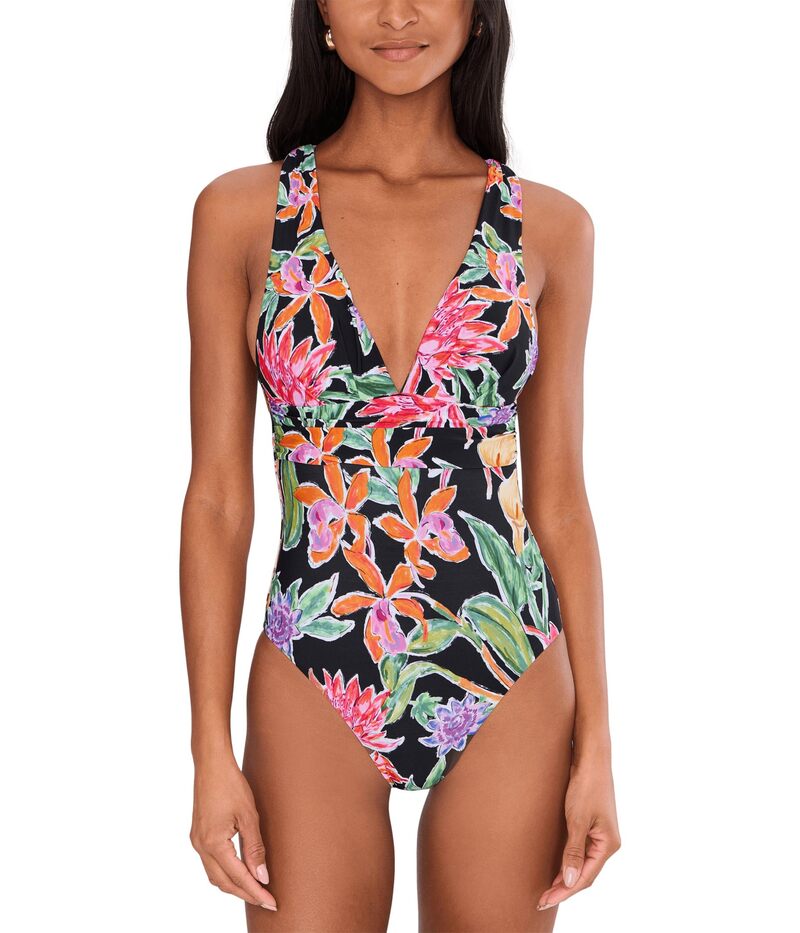 シーフォリー レディース 水泳着 上下仕掛ける Seafolly Hothouse Flowers Cross Back One Piece Black 黒いこと
