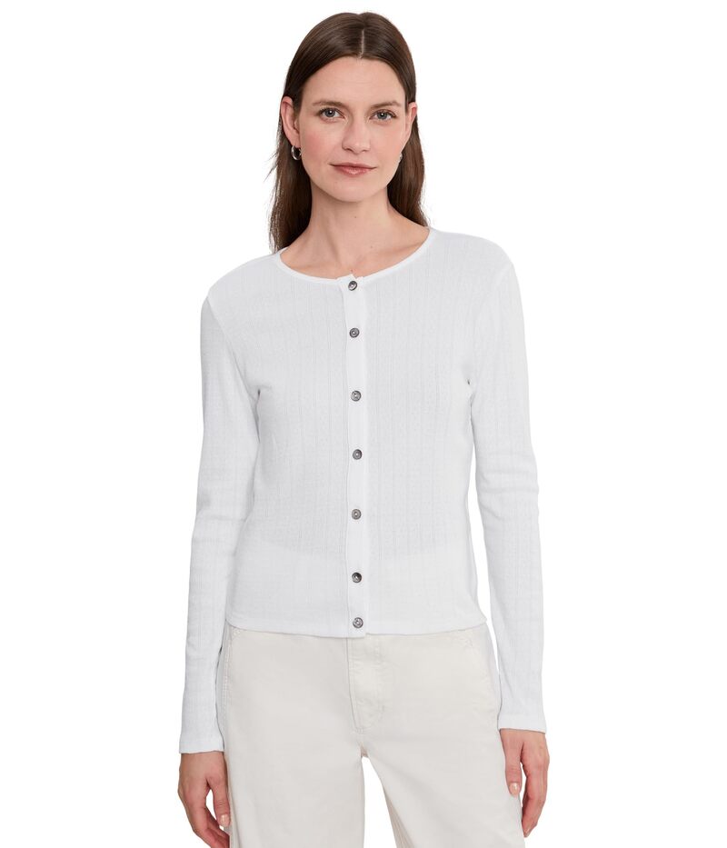マイケルスターズ レディース アウター 編み物・スウェーター 労働者の一団のど首 ジレー Michael Stars Mackenzie Crew Neck Cardigan White 白いこと