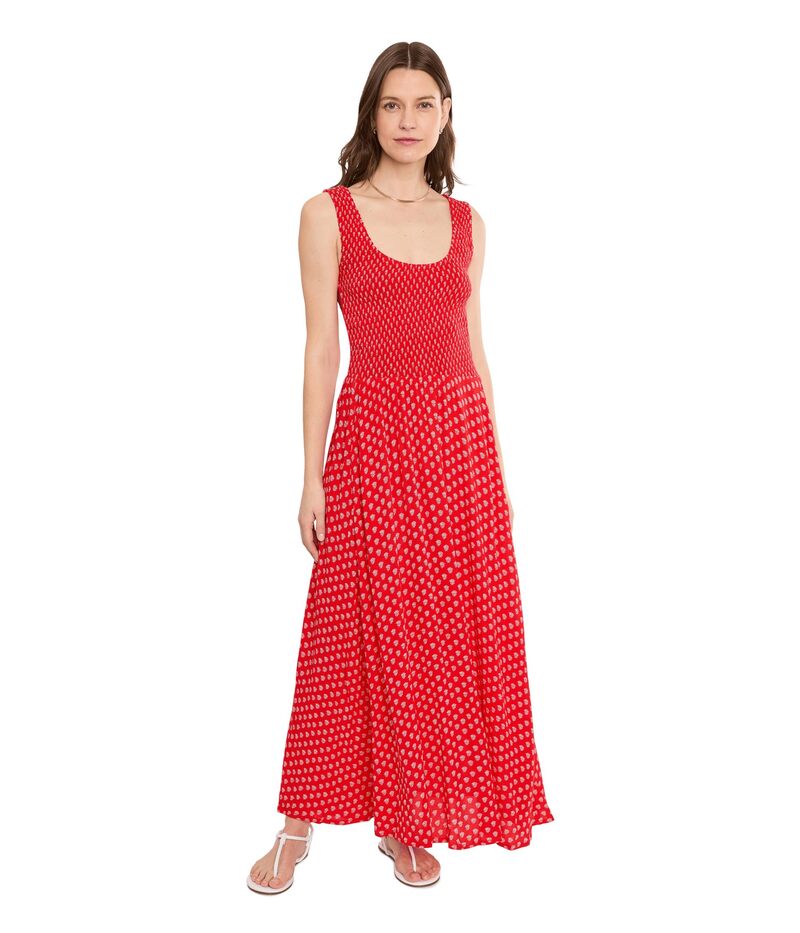 ファレティ レディース トップス 衣装 シャーリング Faherty Sophia Smockedress Red Lotus Floral 赤いこと