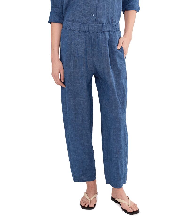 エイリーンフィッシャー レディース ボトムス 心地よいズボン下 筋目 アンクル リネン Eileen Fisher Washed Organic Linen Delave Ankle Pleated Lantern Pants Deep Dive