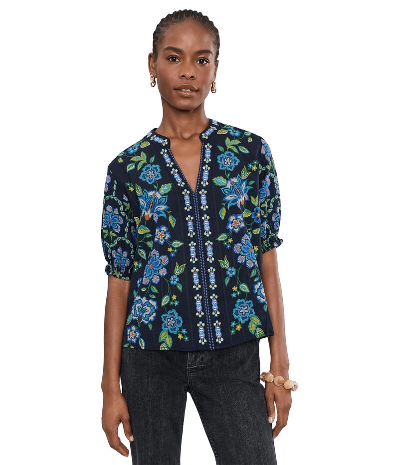 ジョニーワズ レディース トップス プルオーバー シャーリング トップ Johnny Wasmocked Sleeve Paris Blouse - Delmira
