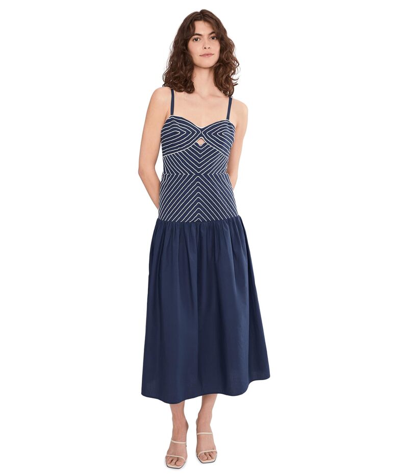 アドリアナ パペル レディース トップス ワンピース ミディ Adrianna Papell Drop Waist Midi Dress Navy/Ivory アイボリー｜ReVida 店 39,800円