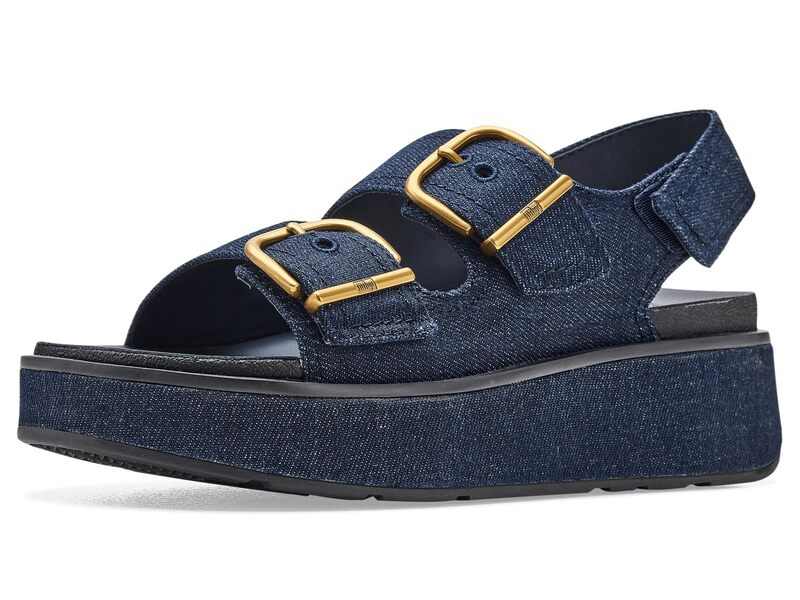 填まるフロップ レディース シューズ サンダル ジーンズ FitFlop Gen FF Max Buckle Denim Back Strap Sandals Dark Denim ジーンズ