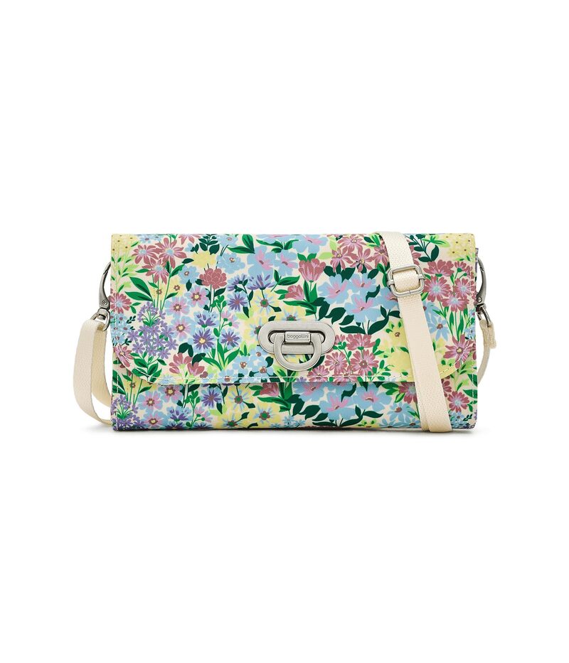 バッガリーニ レディース バッグ Baggallini Coastal Flip Lock RFID Phone Wallet Crossbody Meadow Print|ReVida 店