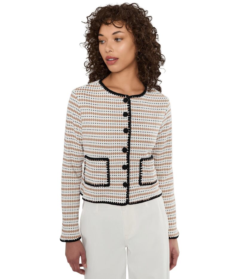 セセ レディース アウター ニット・セーター カーディガン CeCe Crochet Detailed Knit Cardigan Toffee｜ReVida 店
