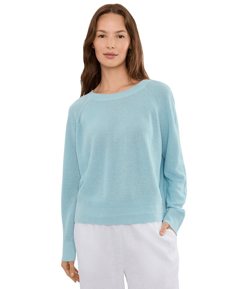 エイリーンフィッシャー レディース アウター ニット・セーター クルーネック コットン リネン Eileen Fisher Organic Linen Cotton Crew Neck Sweater Breeze|ReVida 店