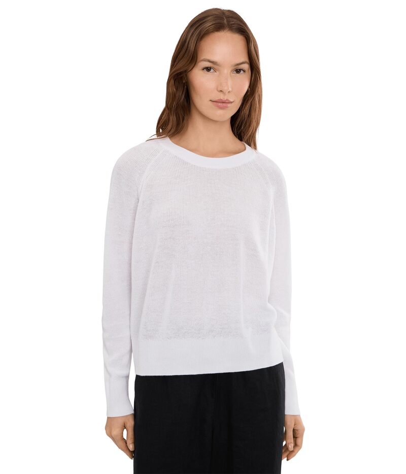 エイリーンフィッシャー レディース アウター ニット・セーター クルーネック コットン リネン Eileen Fisher Organic Linen Cotton Crew Neck Sweater White 1 ホワイト|ReVida 店