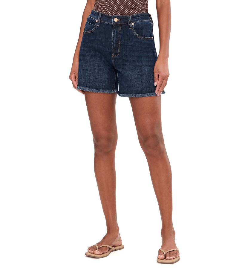 リヴァプール ロサンゼルス レディース ボトムス ハーフパンツ・ショーツ ショートパンツ デニム Liverpoolos Angeles 5" Mid-Rise Vickie Fray Hem Denim Shorts with Slit Eastmoor デニム｜ReVida 店