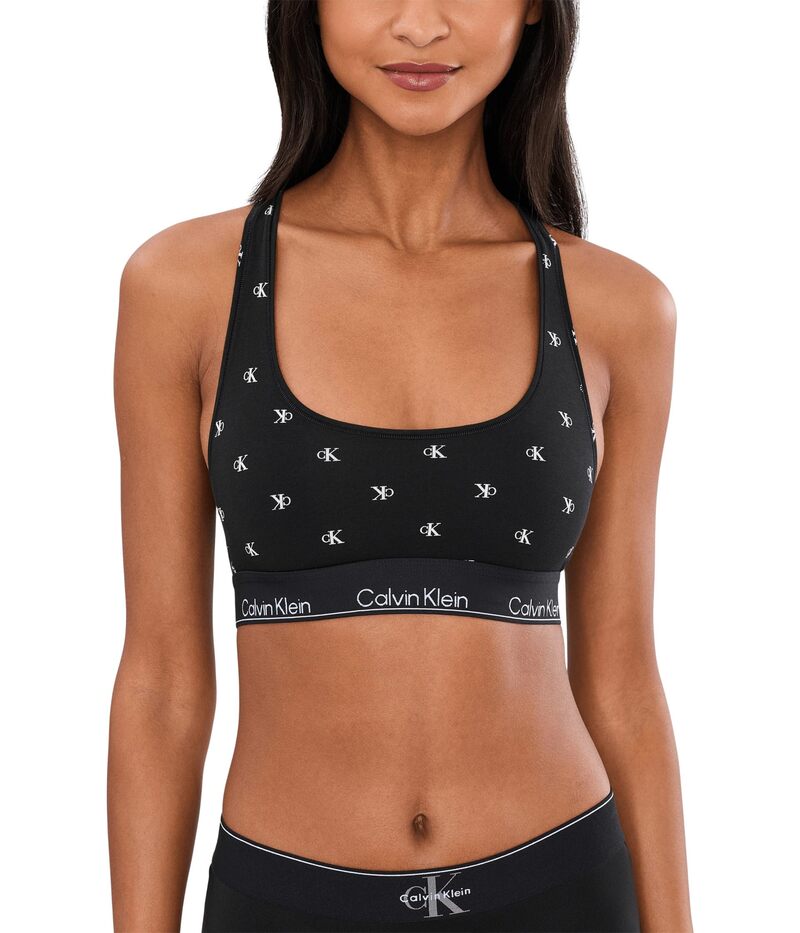 カルバン クラはたご屋 アンダー御召しもの レディース ブラ 綿織物 Calvin Klein Underwear Icon Cotton Modal Unlined Bralette Diamond Logo Black 黒いこと