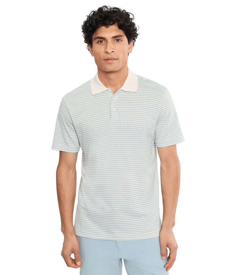ファレティ メンズ トップス プルオーバー Faherty Short Sleeve Movement Pique Polo Beach Fog Stripe 縞模様
