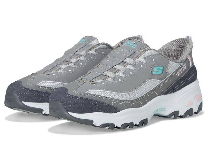スケッチャーズ レディース シューズ スニーカー SKECHERS D\u0027Lites Hands Free Slip-INS Grey Light Pink 薄墨色