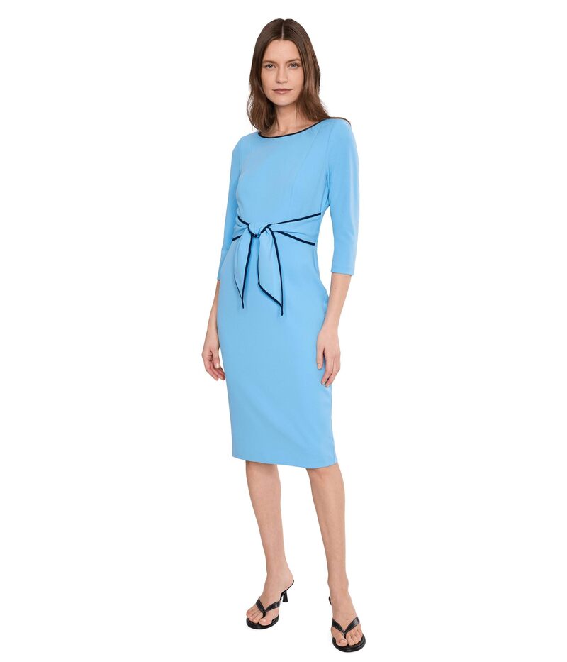 アドリアナ パペル レディース トップス 衣装 縮緬 Adrianna Papell Tipped Crepe Tie Dress Waterfall/Navy Sateen 米国海軍