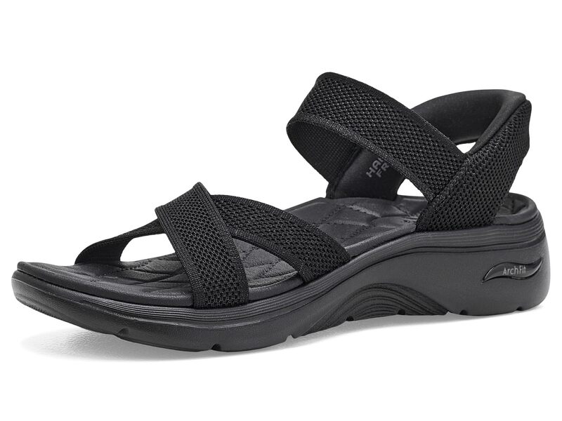 スケッチャーズ レディース シューズ サンダル SKECHERS On-The-Go Hands Free Slip-ins GO Walk Arch Fit 2.0 Sandals w/ Shinyarn Black/Black 黒いこと