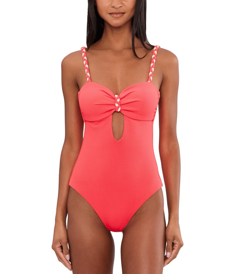 ベッカ レディース 水泳着 上下仕掛ける BECCA Modern Edge Ribrinley Bandeau One-Piece Caliente