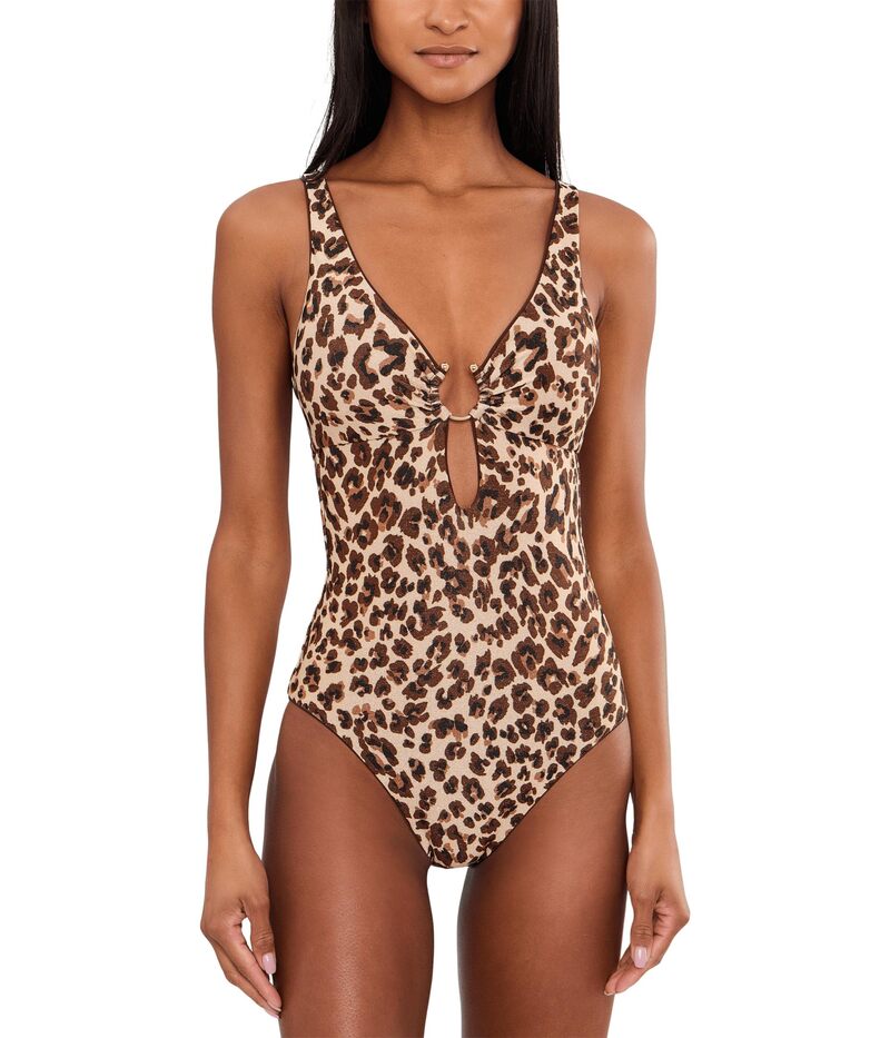 ベッカ レディース 水泳着 上下仕掛ける カットアウト BECCA Safari Leopard Tatum Ring Cut Out One-piece Leo 毛の荒物