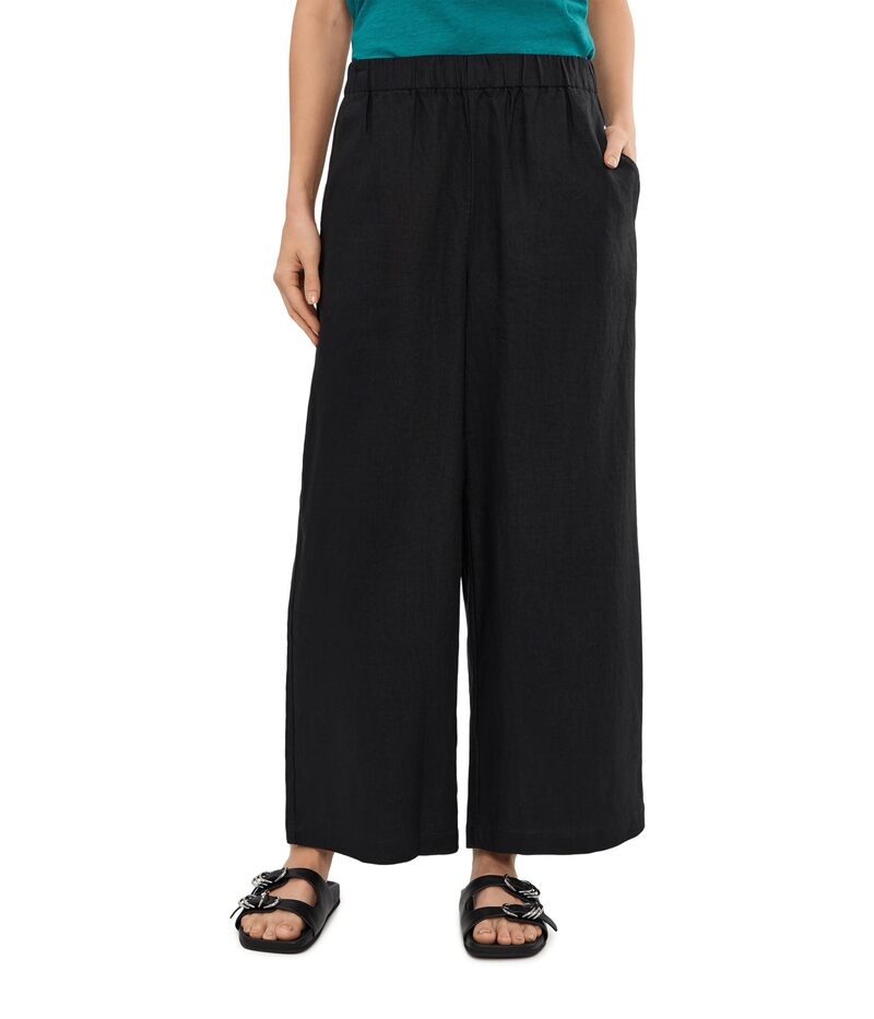 エイリーンフィッシャー レディース ボトムス 心地よいズボン下 アンクル リネン Eileen Fisher Organic Linen Ankle Wide Pants Black 黒いこと