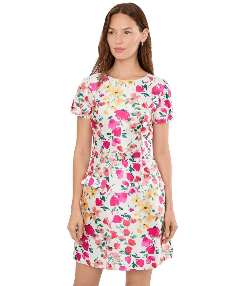 アドリアナ パペル レディース トップス 衣装 刷り上げる Adrianna Papell Printed Mikado Short Dress Ivory Multi 象牙色
