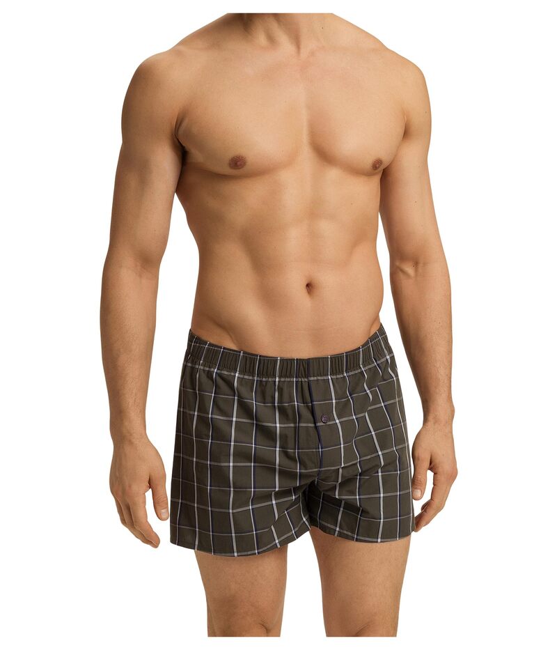 ハンロ メンズ アンダーお召しもの ボクサーズボン下 Hanro Fancy Woven Boxer Ubran Check 読み合わせる