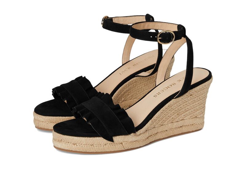 ジャックロジャース レディース シューズ 踵 フラウンス Jack Rogers Rozette Ruffle Wedge Black 黒いこと