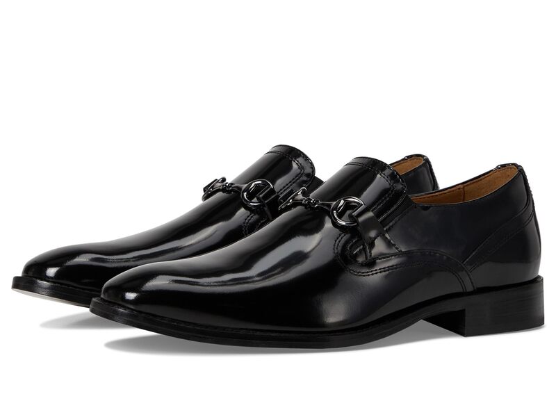 ジョンストンアンドマーフィー メンズ シューズ スリッポン・ローファー Johnston \u0026 Murphy Richland Plain Toe Bit Loafers Black Brush-Off Leather 黒いこと