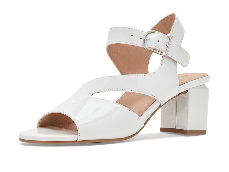 ジョンストンアンドマーフィー レディース シューズ 踵 非対称 サンダル Johnston \u0026 Murphy Samanthasymmetrical Sandals White Patent Leather 白いこと
