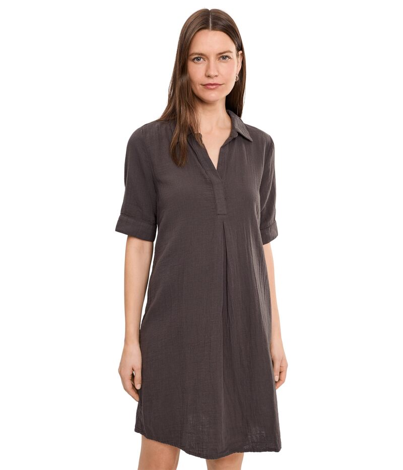 モッドドック レディース トップス 衣装 プルオーバー Mod-o-doc Gauze 1/2 Sleeve Swing Shirtdress Washed Ebony