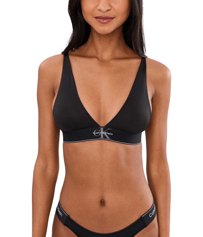 カルバン クラはたご屋 アンダー御召しもの レディース ブラ グラフィック Calvin Klein Underwear Graphic Lightly Lined Triangle Bralette Black 黒いこと