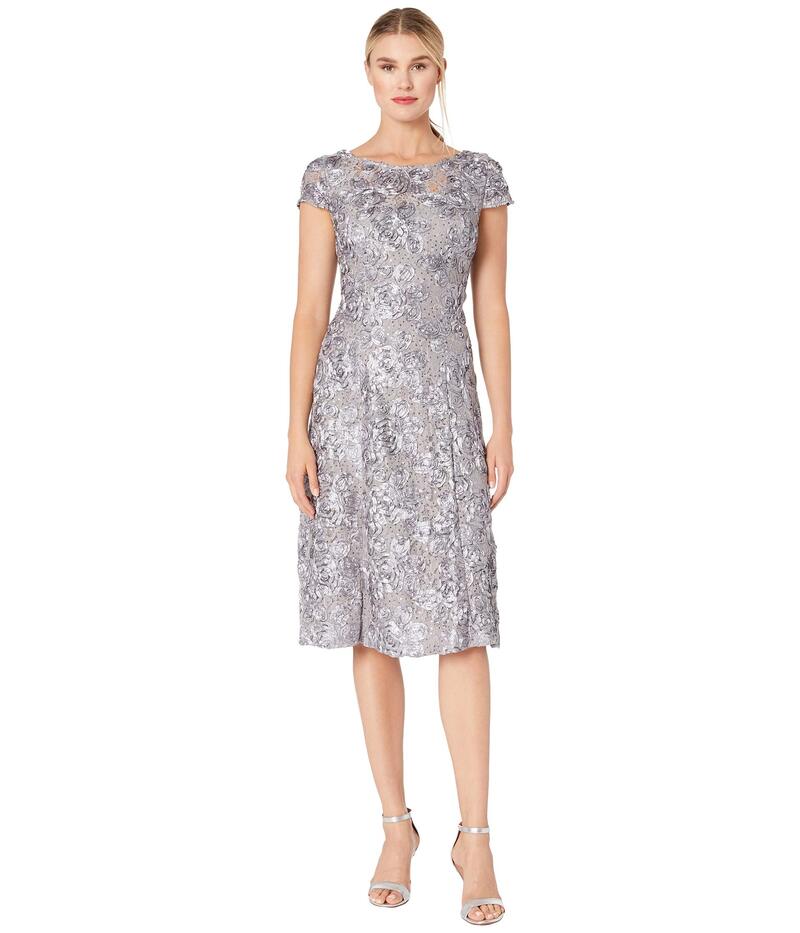 アレックスイブニングス レディース トップス 衣裳 A 伝達ルート Alex Evenings Tea Length A-Line Rosette Dress Dove