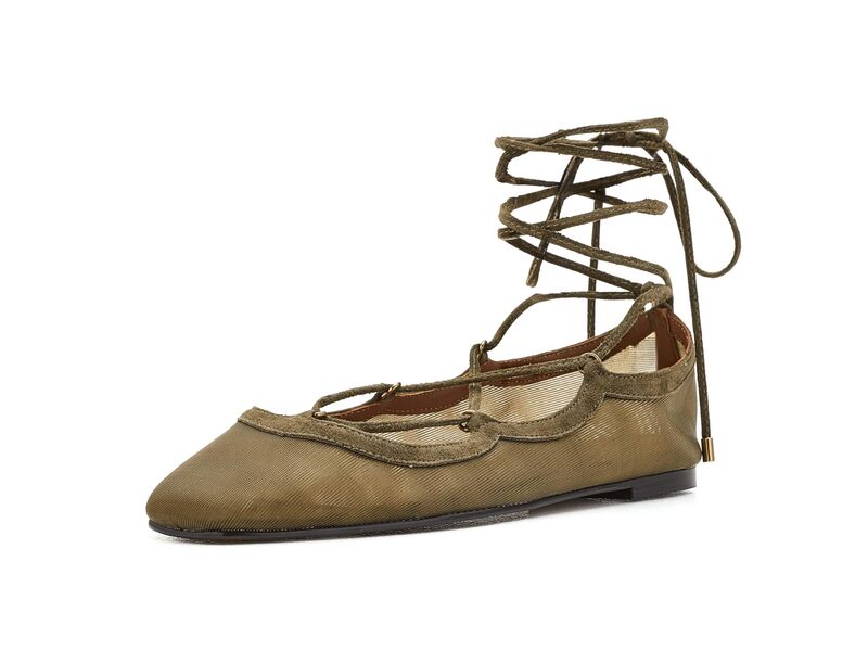 メイドウェル レディース シューズ サンダル メッシュ スピード競技 Madewell The Greta Lace-Up Ballet Flat インチ Mesh Dark Olive オリーブ