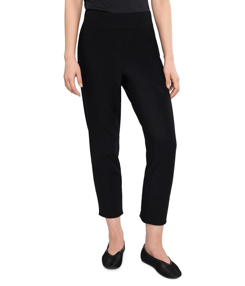 エイリーンフィッシャー レディース ボトムス 心地好いズボン下 縮緬 Eileen Fisher Washable Stretch Crepe Slim Cropants With Slit Black 黒いこと