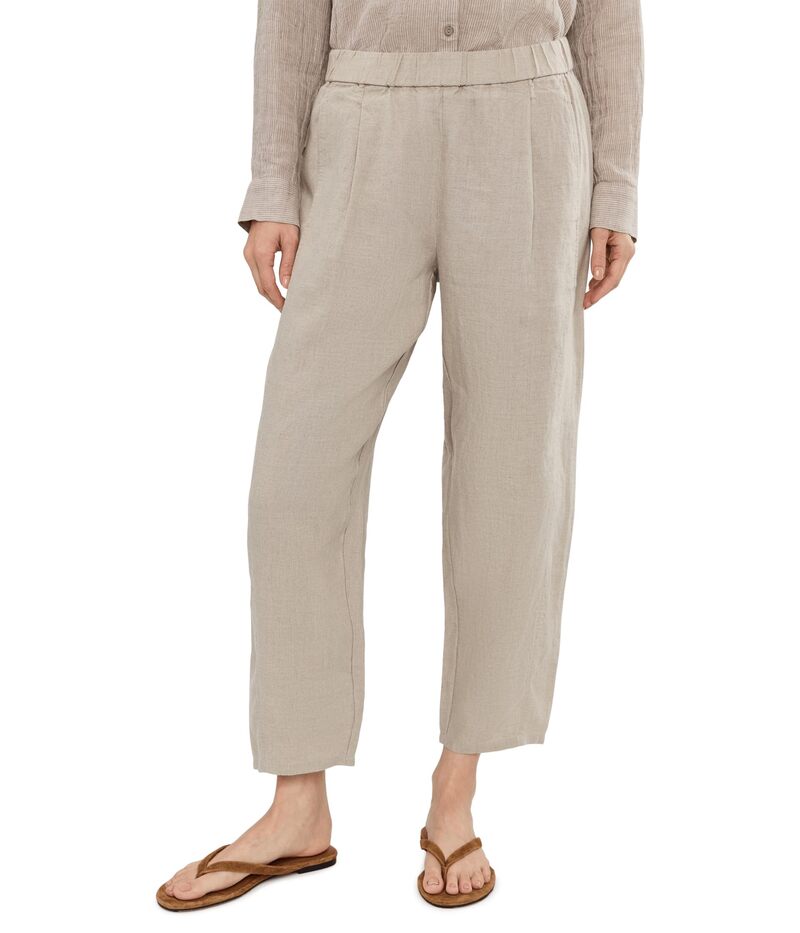エイリーンフィッシャー レディース ボトムス 心地よいズボン下 プチ 筋目 アンクル リネン Eileen Fisher Petite Organic Linen Ankle Pleated Lantern Pants Undyed Natural