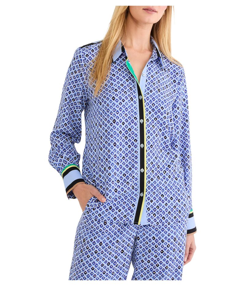 ニックプラスゾーイ レディース トップス シャツ プチ NIC+ZOE Petite Mosaic Trimmed Shirt Blue Multi ブルー|ReVida 店