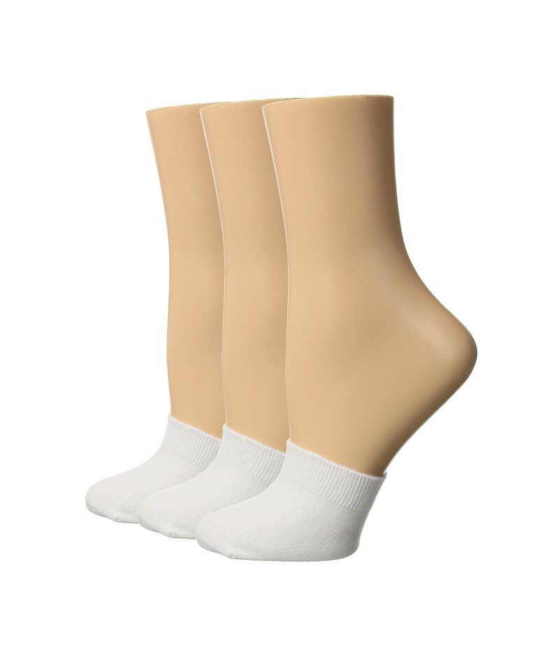 ヒュー レディース アンダーお召しもの ソックス 綿織物 HUE Cotton Toe Topper 3-Pack White 白いこと