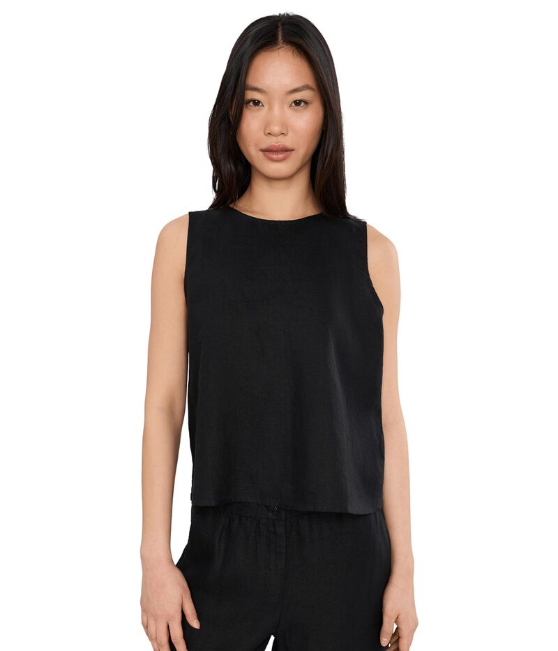 エイリーンフィッシャー レディース トップス シャツ リネン Eileen Fisher Organic Linen Round Neck Shell Black ブラック|ReVida 店