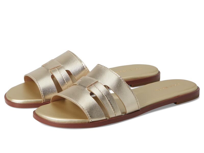 電話を掛けるハーン レディース シューズ サンダル Cole Haan Flynn Slotted Slidesoft Gold Leather ゴールド