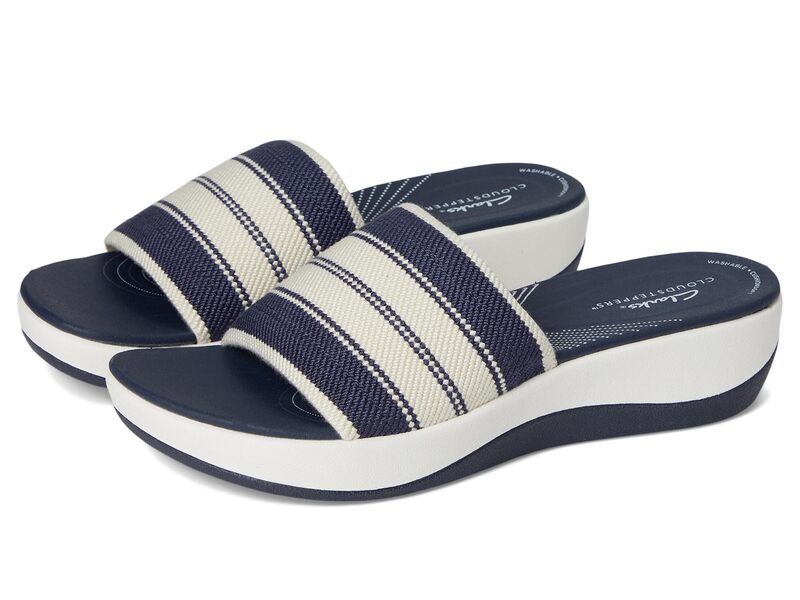 クラークス レディース シューズ 踵 Clarks Arla Hollis Navy Combi Textile 米国海軍