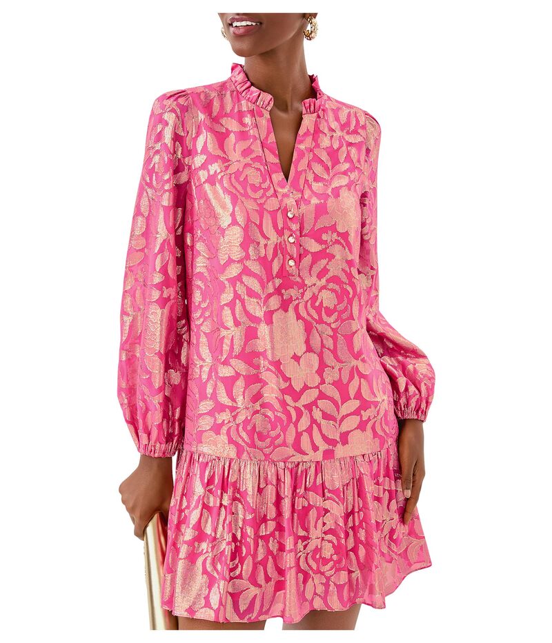 リリーピュリッツァー レディース トップス ワンピース シルク Lilly Pulitzer Evaline Silk Dressun Shell Pink Floral Bloom ピンク|ReVida 店