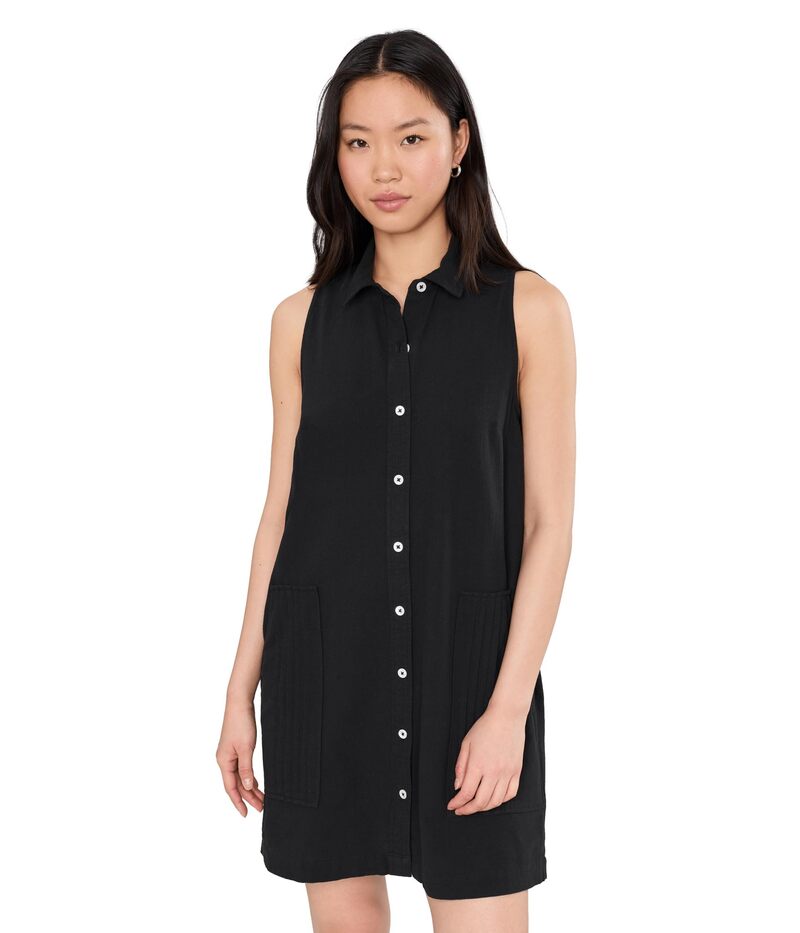 リラピー レディース トップス 衣装 ノースリーブ Lilla P Sleeveless Pleat Pocket Dress Black 黒いこと