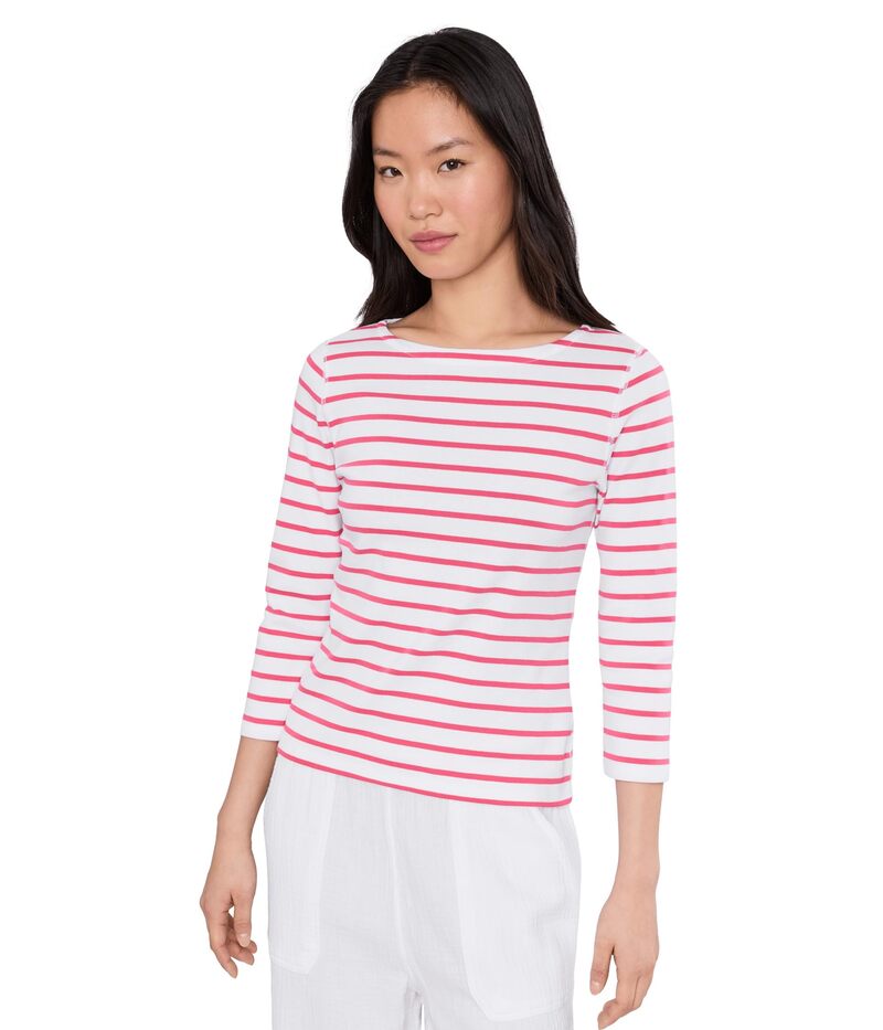 リラピー レディース トップス シャツ Lilla P Rib Stripe 3/4 Boatneck Geranium Stripe ストライプ｜ReVida 店