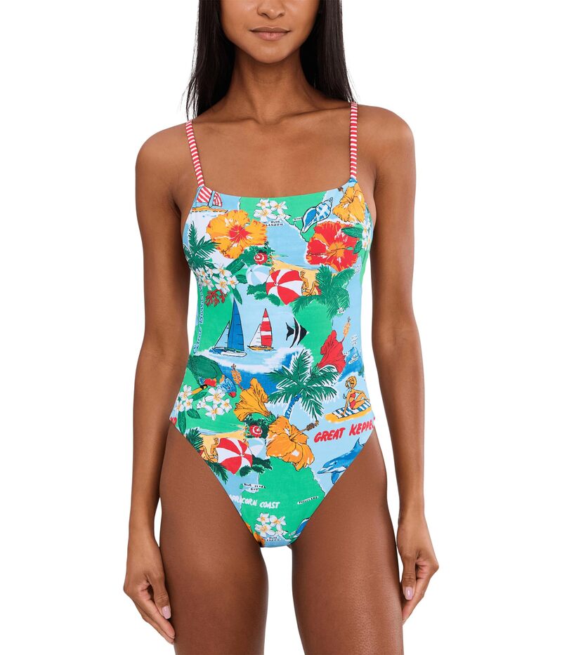 シーフォリー レディース 水泳着 上下仕掛ける Seafolly Vivacation Square Neck One-Piece Powder Blue 青色