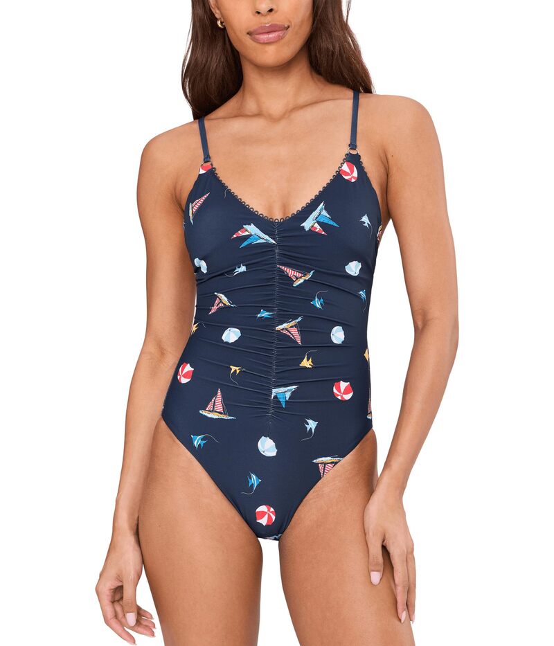 シーフォリー レディース 水泳着 上下仕掛ける Vのど首 Seafolly BeachClub V-Neck One-Piece True Navy 米国海軍