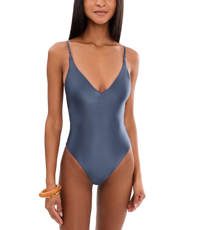 シーフォリー レディース 水泳着 上下仕掛ける Vのど首 Seafolly Belle V-Neck One-Piece Blue Indigo インディゴ