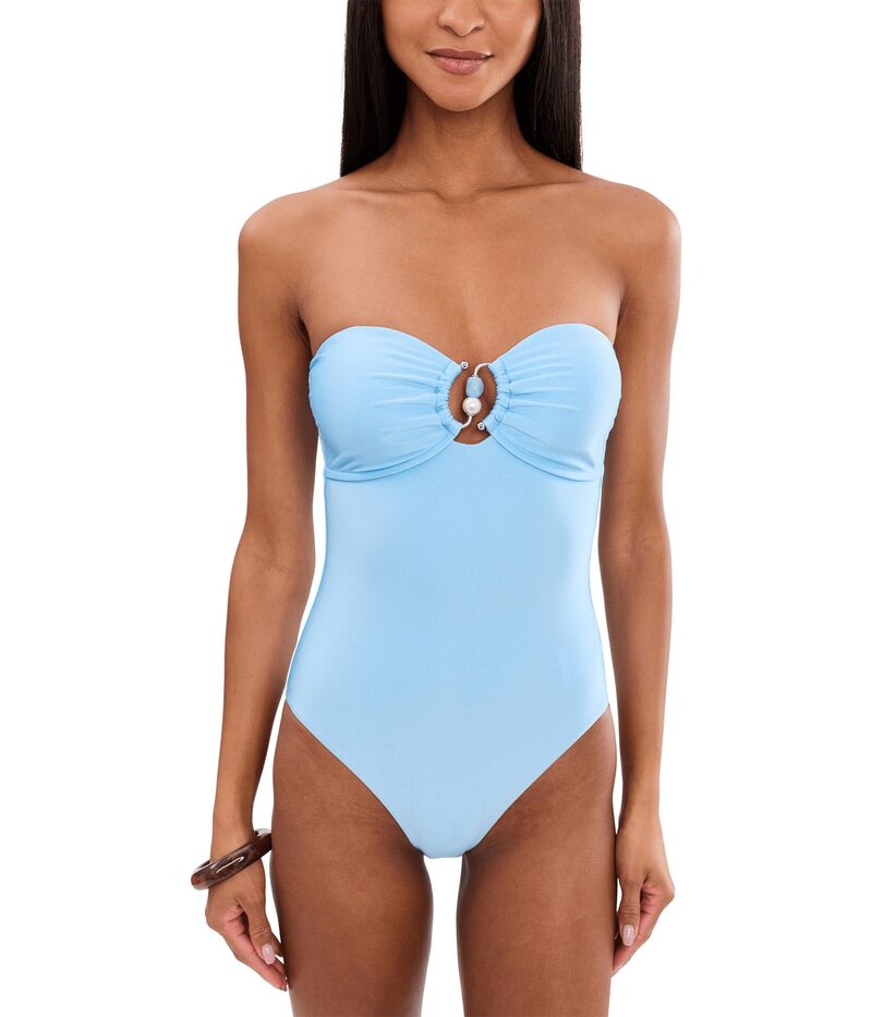 シーフォリー レディース 水着 上下セット Seafolly Palermo Ring Front Bandeau One-Piece Powder Blue ブルー|ReVida 店